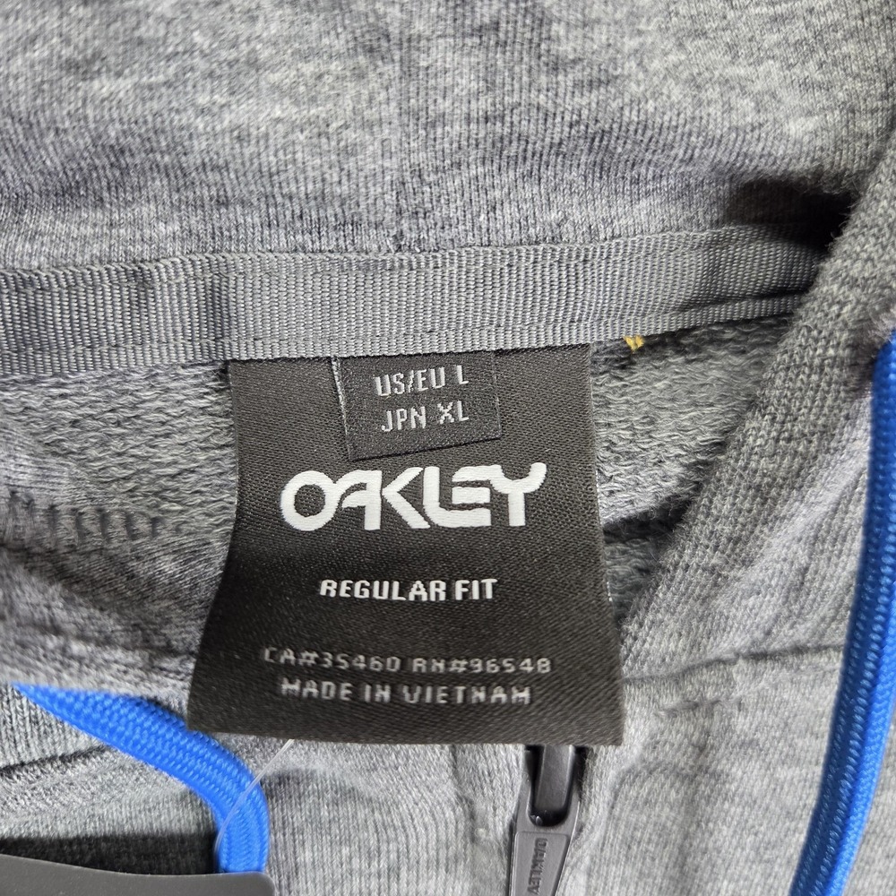 Oakley Teddy Full Zip Hoodie Mens Large Gray Logo Fleece Athletic Sweatshirt - Picture 5 of 9